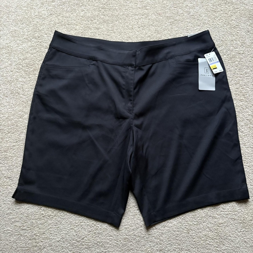 PGA TOUR Shorts Womens 18 Black Stretch Golf UPF 50 Moisture Wicking Performance